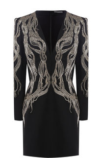 Платье из смеси шерсти и шелка с декоративной отделкой Alexander McQueen