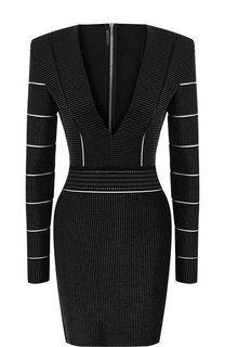 Приталенное мини-платье с глубоким вырезом Balmain