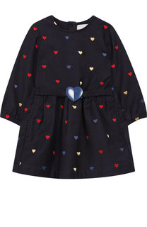 Хлопковое платье с поясом и вышивкой Stella McCartney