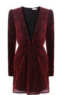Мини-платье с глубоким вырезом Saint Laurent