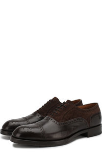 Кожаные оксфорды на шнуровке с брогированием Antonio Maurizi