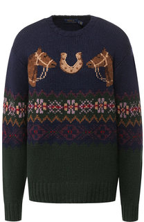 Шерстяной пуловер с вышитым принтом Polo Ralph Lauren