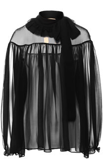 Шелковая полупрозрачная блуза с воротником аскот No. 21