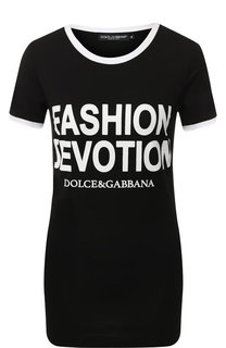 Хлопковая футболка с надписями Dolce & Gabbana