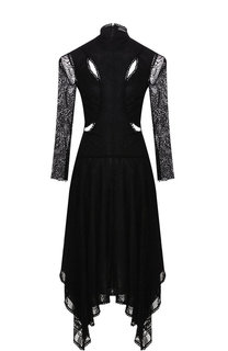 Кружевное платье-миди с воротником-стойкой Alexander McQueen