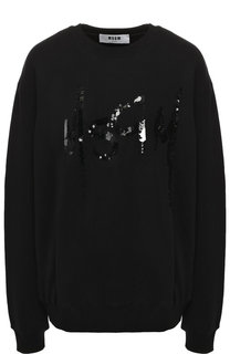 Хлопковый пуловер с пайетками MSGM