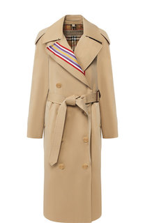Двубортное хлопковое пальто с поясом Burberry