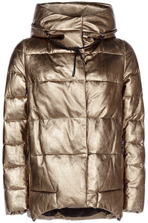 Утепленная куртка из натуральной кожи с капюшоном La Reine Blanche