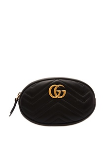 Черная сумка на пояс GG Marmont Gucci