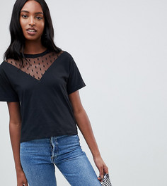 Футболка с шевронообразной вставкой из сетки добби ASOS DESIGN Tall - Черный