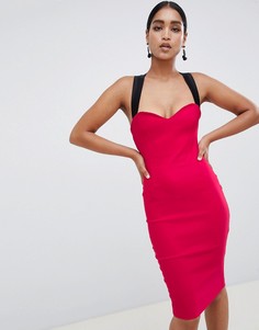 Vesper contrast racer back pencil dress - Розовый