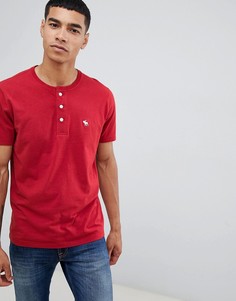 Красная футболка хенли с логотипом Abercrombie & Fitch - Красный