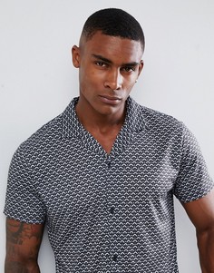 Рубашка классического кроя с отложным воротником и геометрическим принтом boohooMAN - Черный