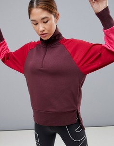 Бордовый топ в стиле колор блок с молнией Nike Training - Красный