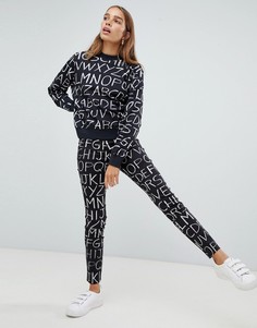 Брюки скинни с принтом алфавита Love Moschino - Черный