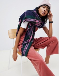 Шарф в розовую и темно-синюю клетку ASOS DESIGN - Розовый