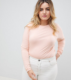 Розовый лонгслив с круглым вырезом ASOS DESIGN Curve ultimate - Розовый