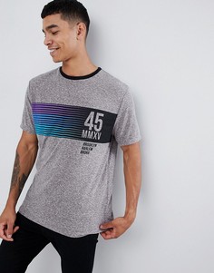 Свободная футболка в крапинку с принтом на груди ASOS DESIGN - Серый
