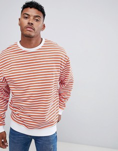Oversize-свитшот с синими и оранжевыми полосками ASOS DESIGN - Белый