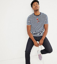 Свободная велюровая футболка в полоску с вышивкой розы ASOS DESIGN Tall - Мульти