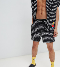 Шорты для плавания с принтом Bart The Simpsons x ASOS DESIGN - Черный