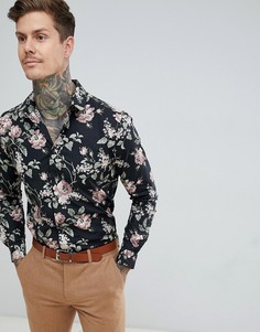 Приталенная рубашка с цветочным принтом Twisted Tailor - Серый