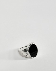 Кольцо с черным камнем DesignB - Серебряный