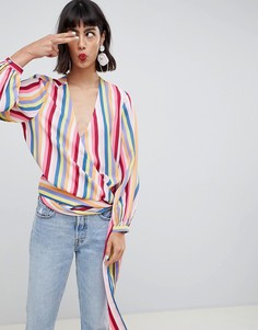 Oversize-топ в полоску с запахом ASOS DESIGN - Мульти