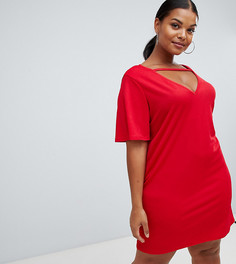 Красное платье-футболка с ремешком на груди Boohoo Plus - Красный