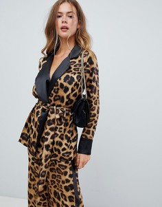 Блейзер в полоску с леопардовым принтом Missguided - Синий