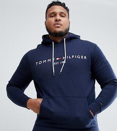Худи темно-синего цвета с вышитым логотипом на груди Tommy Hilfiger Big & Tall - Темно-синий