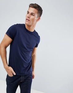 Темно-синяя футболка с отворотами на рукавах ASOS DESIGN - Темно-синий