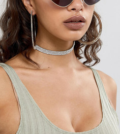 Missguided choker necklace in silver diamante - Серебряный