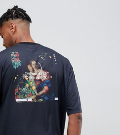 Oversize-футболка с принтом на спине и рукавами длиной до локтя ASOS DESIGN Tall - Черный