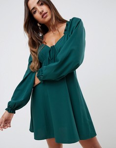 Свободное платье мини с вырезом сердечком ASOS DESIGN - Зеленый