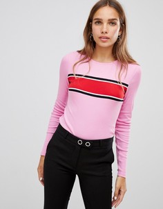 Лонгслив с полосками на груди New Look - Розовый