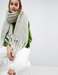Lavand Oversized Fringed Scarf - Бежевый