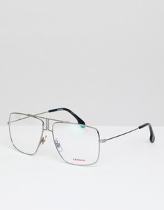 Carrera clear lens aviator sunglasses in silver & black - Черный