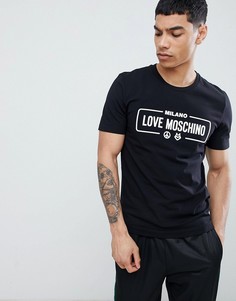 Черная футболка с логотипом на груди Love Moschino - Черный