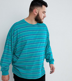 Oversize-лонгслив в ярко-зеленую полоску ASOS DESIGN Plus - Зеленый