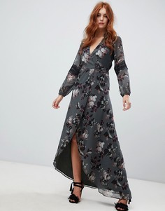 Платье макси с запахом, длинными рукавами и цветочным принтом Hope & Ivy - Мульти
