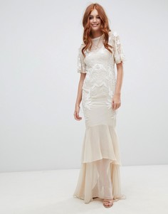 Декорированное платье винтажного цвета слоновой кости с открытой спиной Hope & Ivy - Кремовый