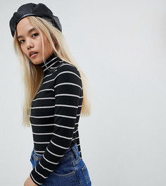 Лонгслив в полоску с высоким воротом ASOS DESIGN PETITE - Мульти