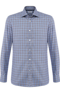 Хлопковая сорочка в клетку на кнопках Kiton