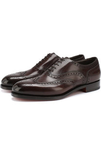 Кожаные оксфорды на шнуровке с брогированием Santoni