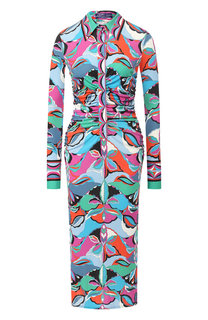 Платье-миди с принтом и отложным воротником Emilio Pucci