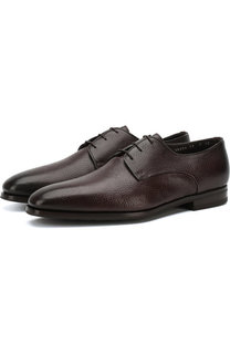 Кожаные дерби на шнуровке с внутренней меховой отделкой Santoni