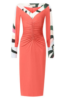 Шелковое платье-миди с драпировкой Emilio Pucci