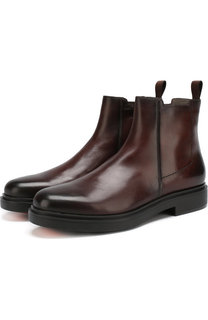 Кожаные сапоги на молнии с внутренней меховой отделкой Santoni