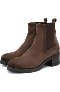 Замшевые челси на устойчивом каблуке Santoni